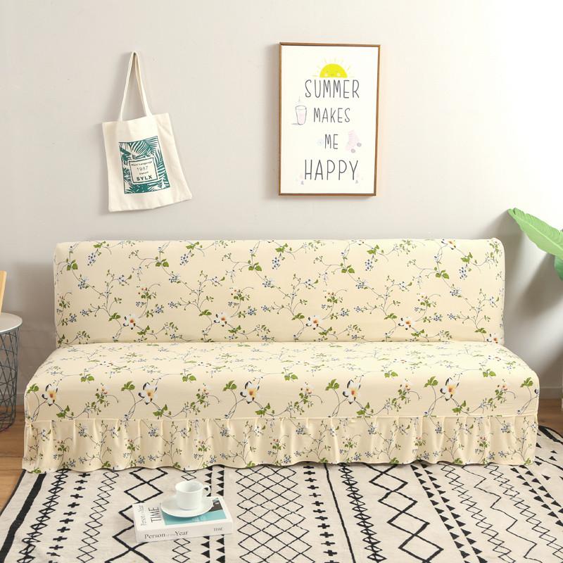 Moderne Blumenserie Sofabezug mit Rockkante für Klappsofabezug ohne Armlehne All-inclusive Elastischer Überwurfschutz
