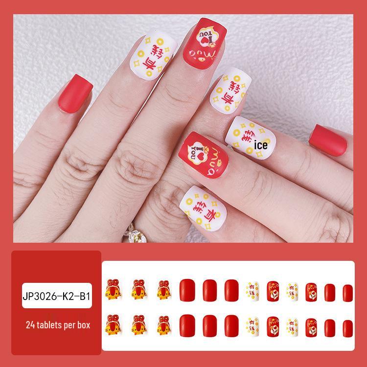 Spring & Summer Short Style White Nail Tip Stickers - Finished Product