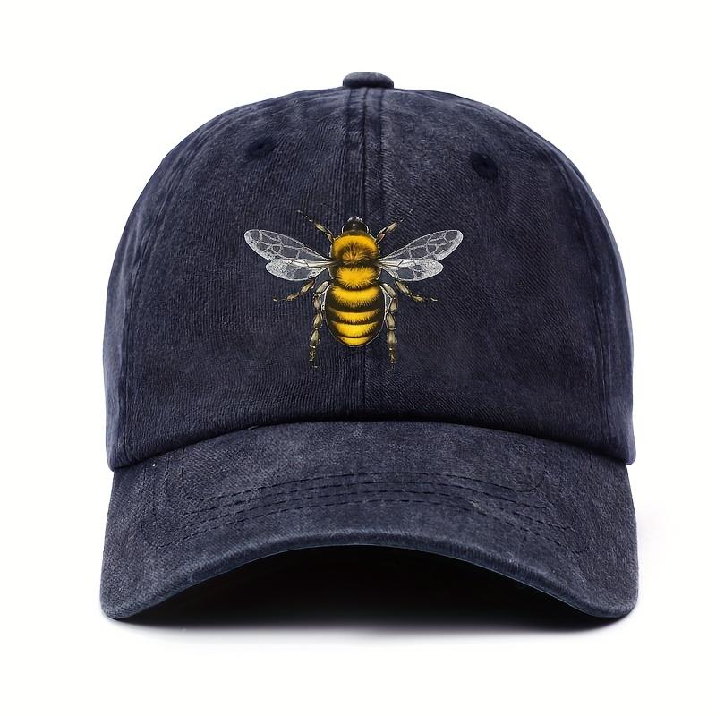Bee patterned printed baseball cap for adults, featuring bee and insect themed party decorations, gifts, and supplies