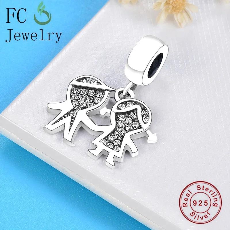 FC Jewelry Fit Original Pan Charms Bracelet Authentic 925 Silver Little Boy Girl Son Daughter Bead Pendant For Women Berloque
