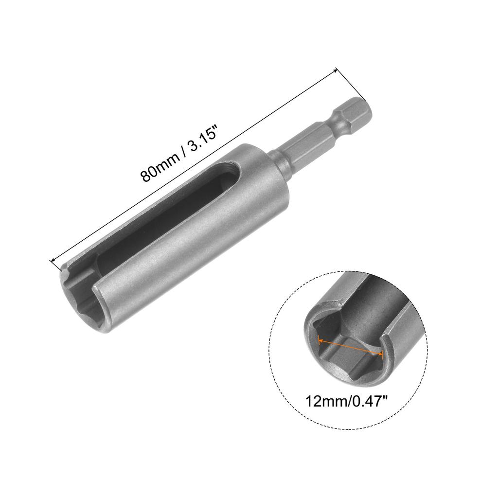 1pc 65/80/100mm Long 10/12/13/14/16/17/19mm Hex Nut Socket Slotted Extension Driver Bit Adapter 1/4" Hex Shank Cr- V