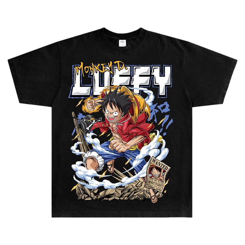 Футболка с постером розыска Манки Д. Луффи из One Piece Мужская Женская 100% Хлопок Аниме Графическая Футболка Оверсайз Уличная Одежда Короткий Рукав S