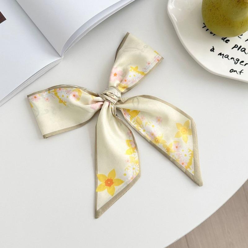 Silk scarf long strip new small fresh pastoral headscarf bow headband tied bag streamer decorative scarf belt
