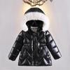 Chaqueta de Invierno Primavera para Niños y Niñas Color Sólido Forro Felpa Grueso Cálido Brillante Impermeable Parka con Capucha Para Niñas de 4 a 10 Años