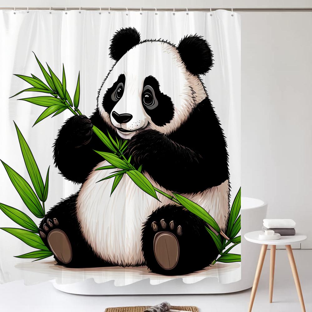 Cute Cartoon Panda Printed Fabric Waterproof Shower Curtain With Hooks For Bathtub Bathroom Screens Home Decor Wall Cloth