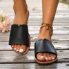 Women's Indoor and Outdoor One-line Flat Casual Slippers Summer New Simple Fish Mouth Slippers in Solid Color