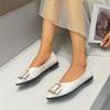 Classic Flats for Women Summer Casual Leather Slip On Pointed Toe Fashion Shoes for Women Solid Metal Decoration Casual Shoes