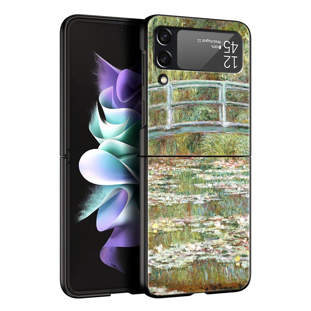 For Samsung Galaxy Z Flip 3 4 5 Hard Black Folding PC Phone Case Claude Monet Impressionism Painter For Samsung Z Flip3 Cover