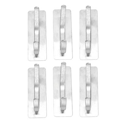 6 Pack Adhesive Wall Hooks Heavy Duty Door Hangers Metal Hooks for Hanging Towel Robe Backpack Clothes for Bathroom