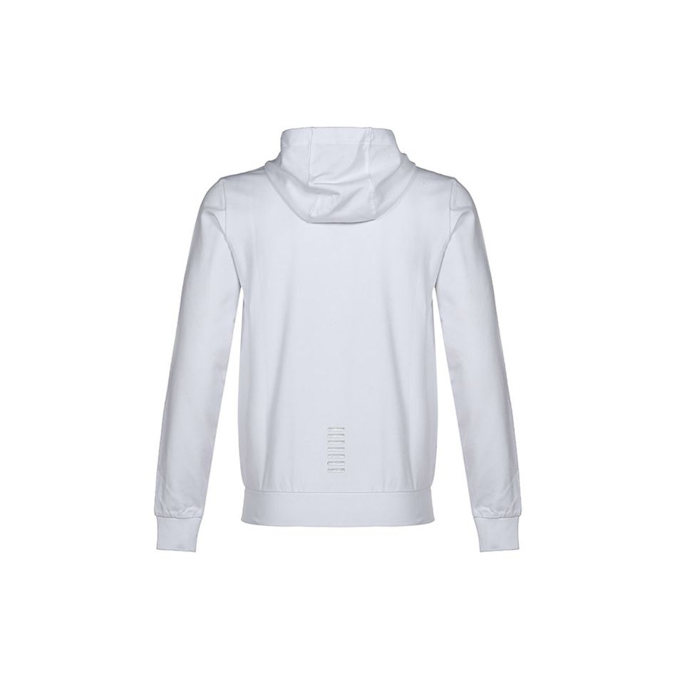 Emporio Armani EA7 Kapuzen-Reißverschluss-Langarm-Sweatshirt mit Letter-Logo-Print Herren Sweatshirt Weiß 8NPM03-PJ05Z-0100