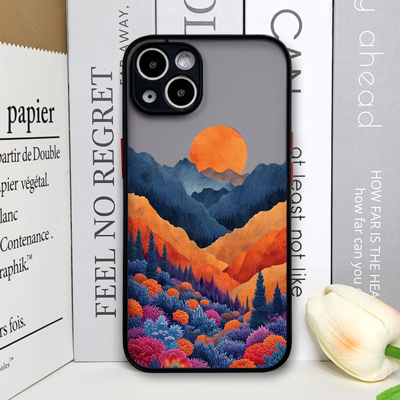 Mountain Forest Village Phone Case for IPhone 13 12 Mini 16 15 11 14 Pro Max 7 8 Plus SE X XS Shockproof Cover Sunflower Scenery