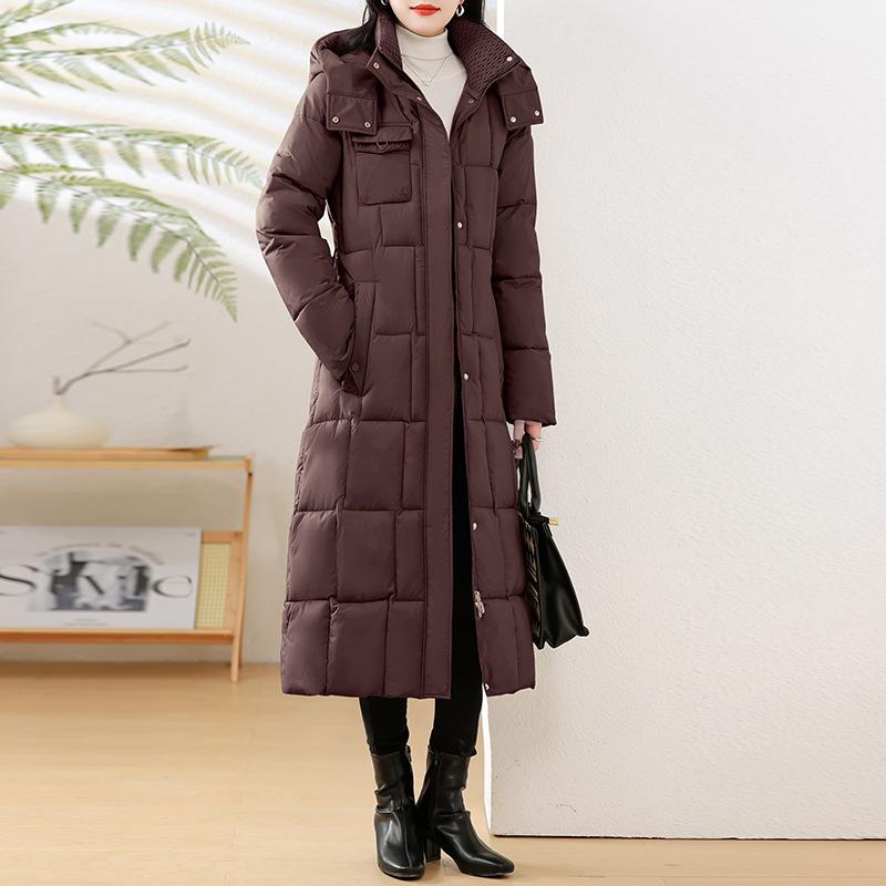 

2025 large size cotton clothes women s new long knee cotton clothes slim belt waist fashion coat trend 3XL кавовий