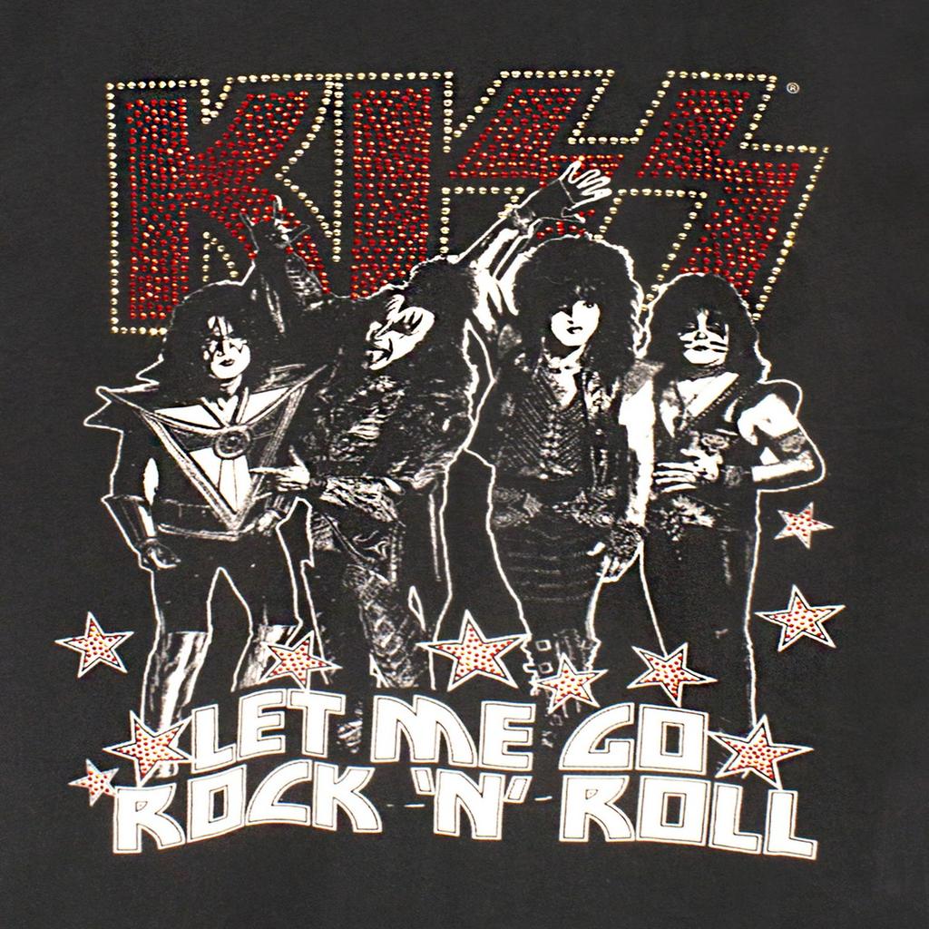 Amplified Womens/Ladies Let Me Go Rock N Roll Kiss Diamante T-Shirt