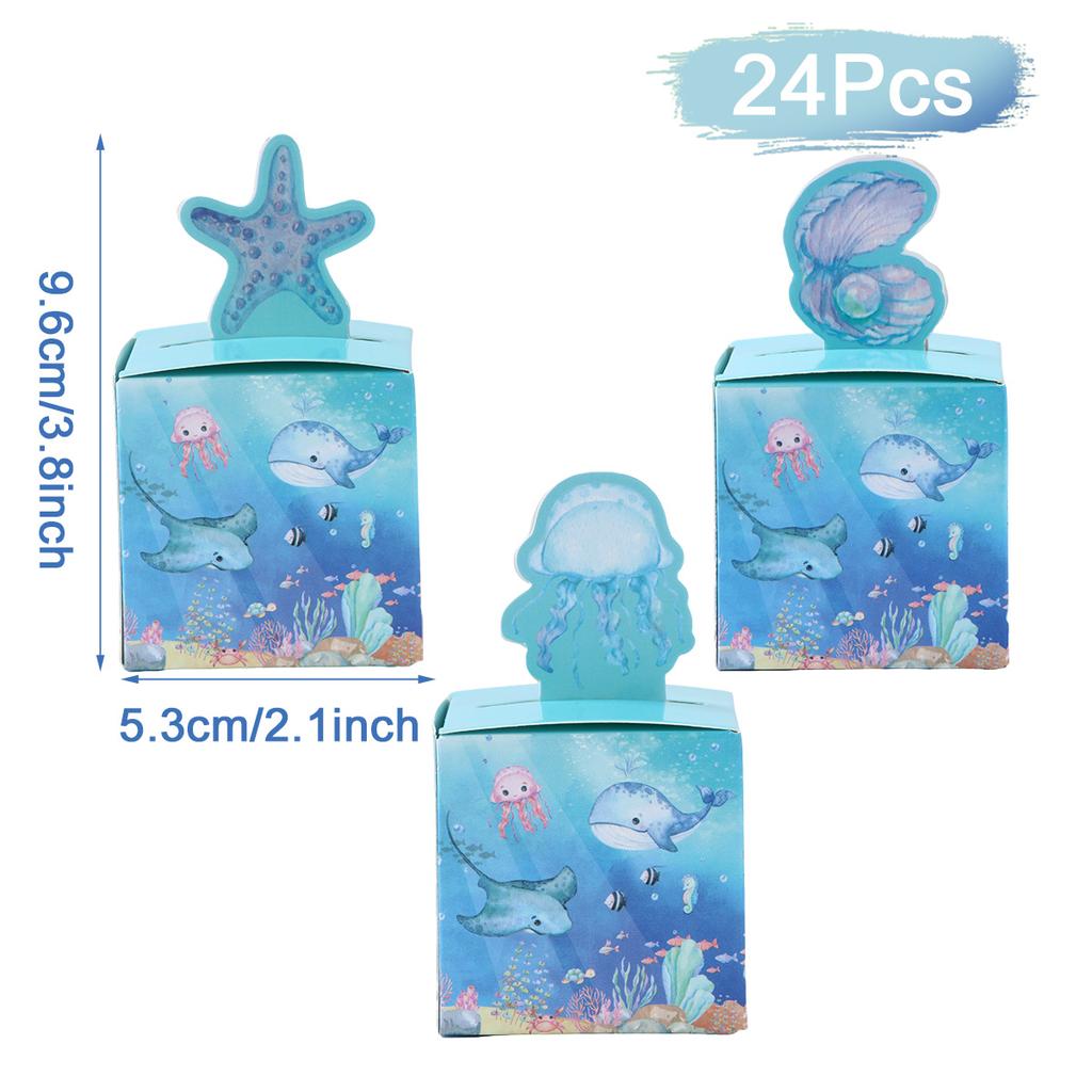 Ocean Animal Disposable Tableware Tablecloth Background Candy Bags Birthday Party Decor Kids Gift Under The Sea Party BabyShower