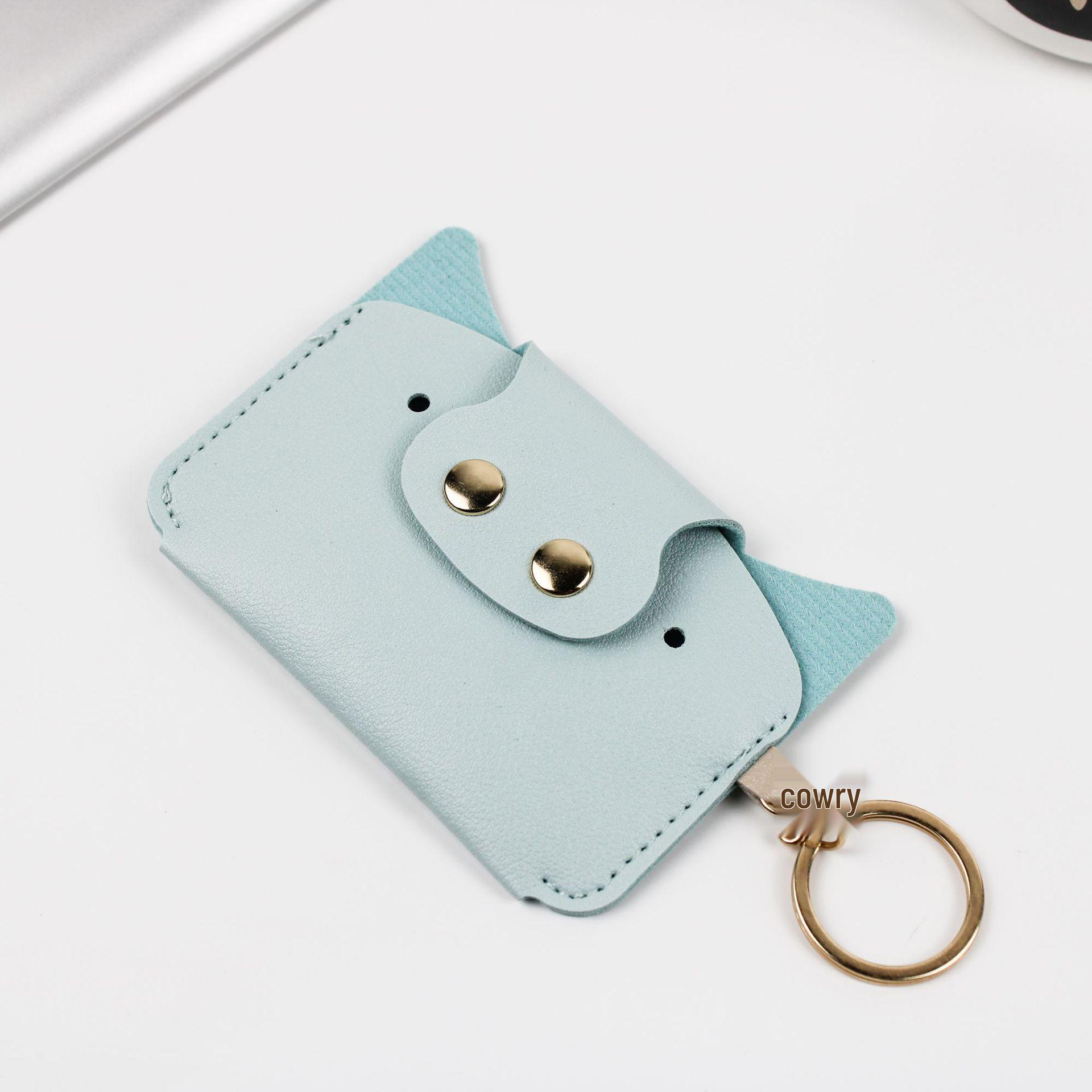 

Trendy Cartoon Card Holder & Coin Purse with Keychain светло-синий
