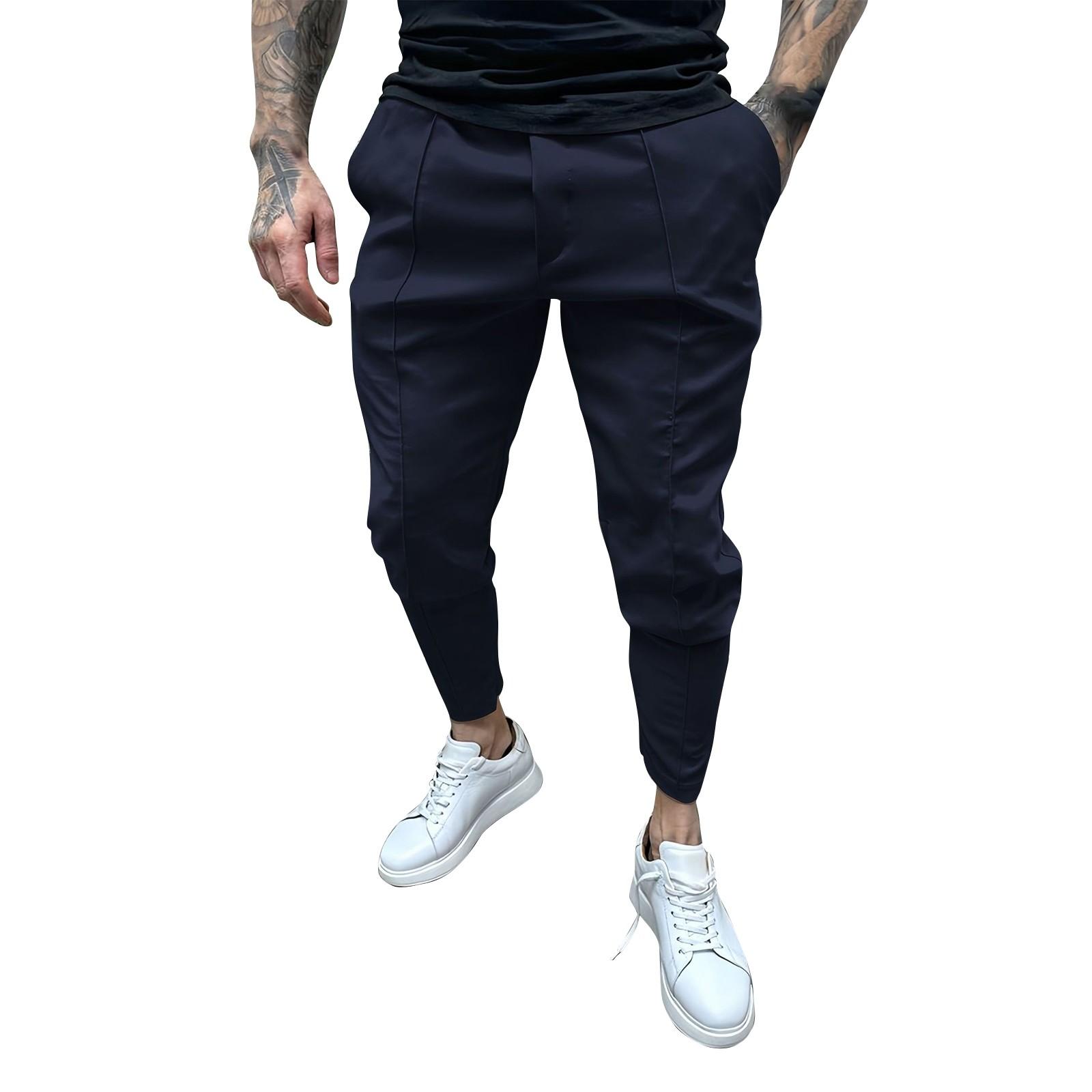 

Мужской однотонный комбинезон на шнурке Мужские повседневные брюки на шнурке XL тёмно-синий