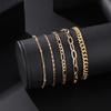 Combination Jewelry, Stylish And Simple Gold 5-Piece Thick And Thin Bracelet Set.