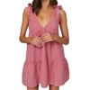 Vestido de Verano a Cuadros Fluido para Mujer con Tirantes sin Mangas Vestido de Vacaciones de Playa