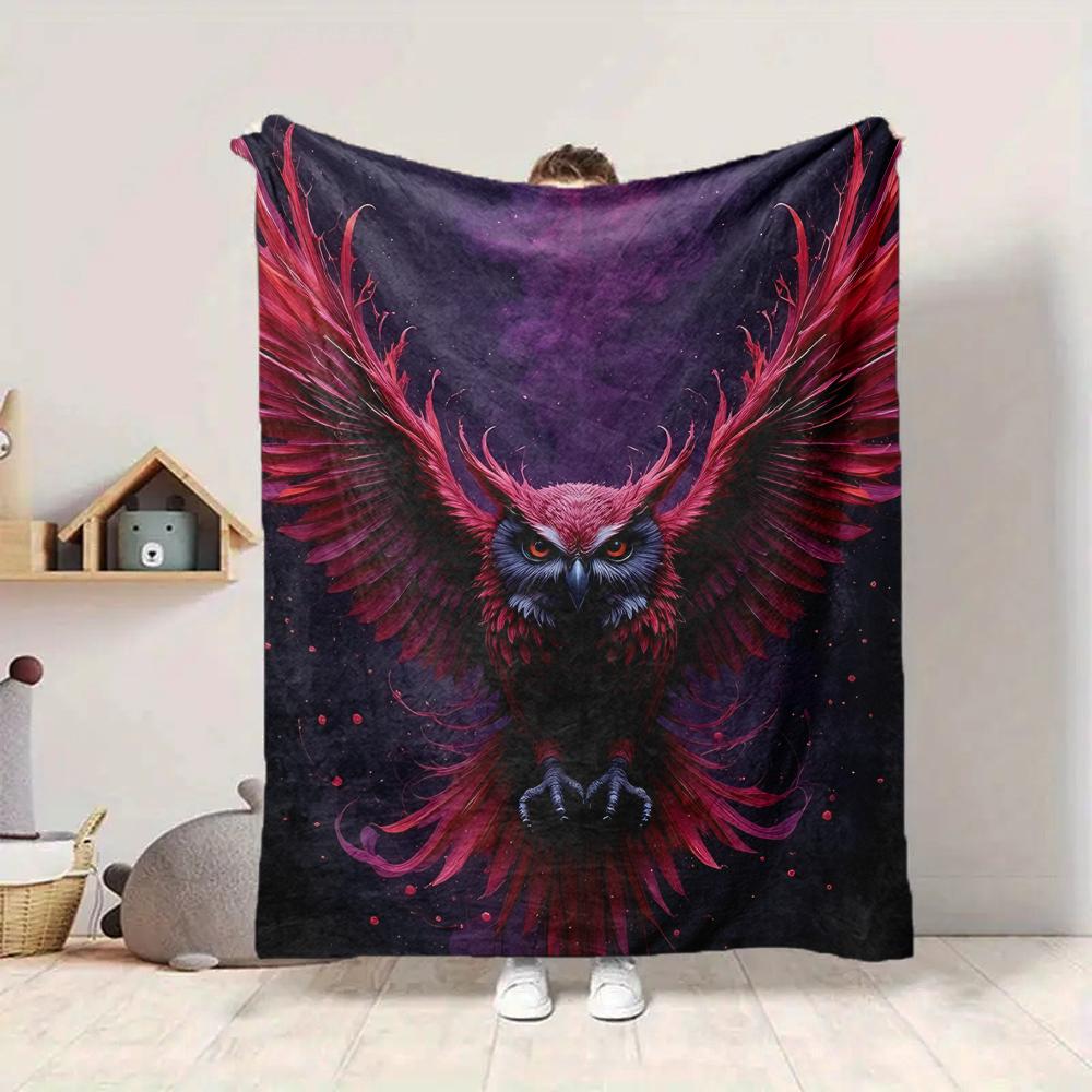 1Pc Owl Fantasy Art Flannel Blanket, Soft And Comfortable, Casual Warm, Camping Travel, Christmas, Halloween Xmas Gift. G115