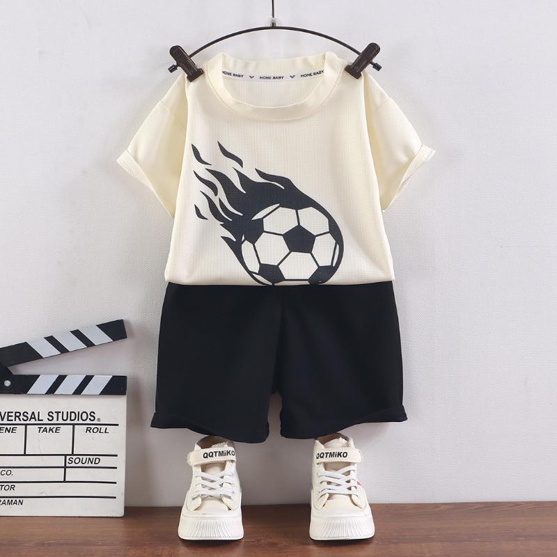 Set Maglietta a Maniche Corte e Pantaloncini per Bambini Texture a Nido d'Ape Sottile Estivo Casual per Ragazzi Ragazze Abbigliamento Quotidiano Uso Domestico Vita Elastica