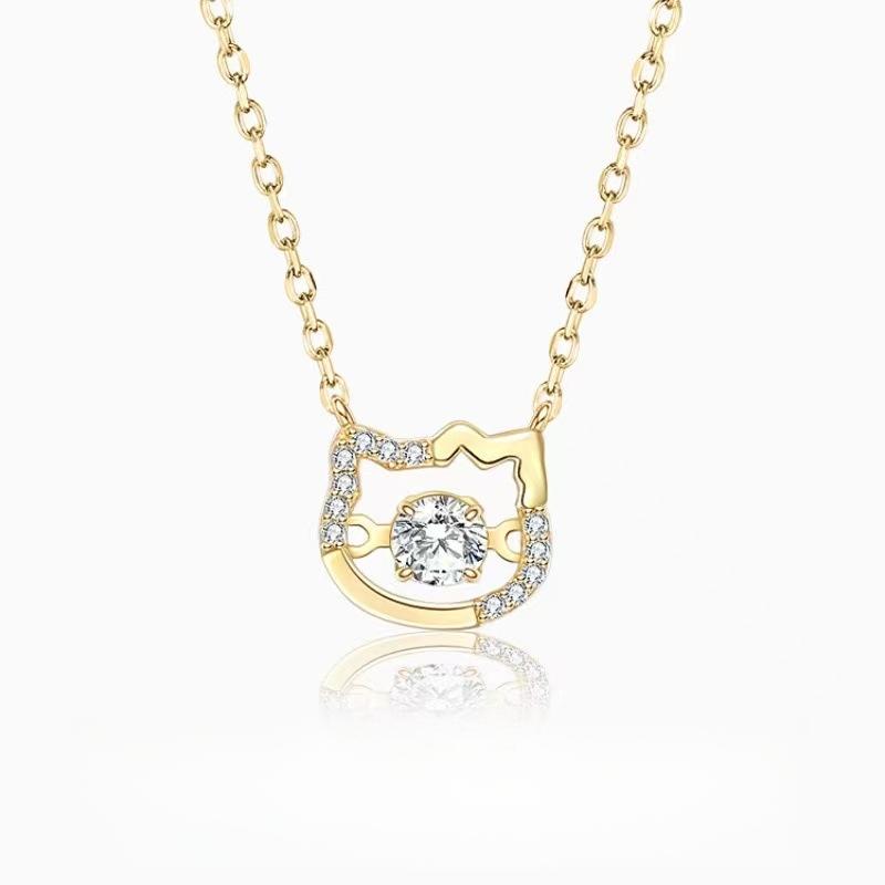 

HelloKitty Kitty Beating Heart Necklace for Women Simple Niche Birthday Gift for Girls