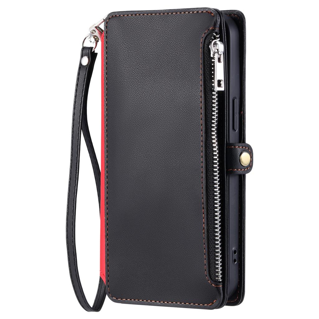 Etui do Motorola Moto G56 5G z TPU+Skóra PU Portfel Pokrowiec na Telefon z Paskiem na Nadgarstek