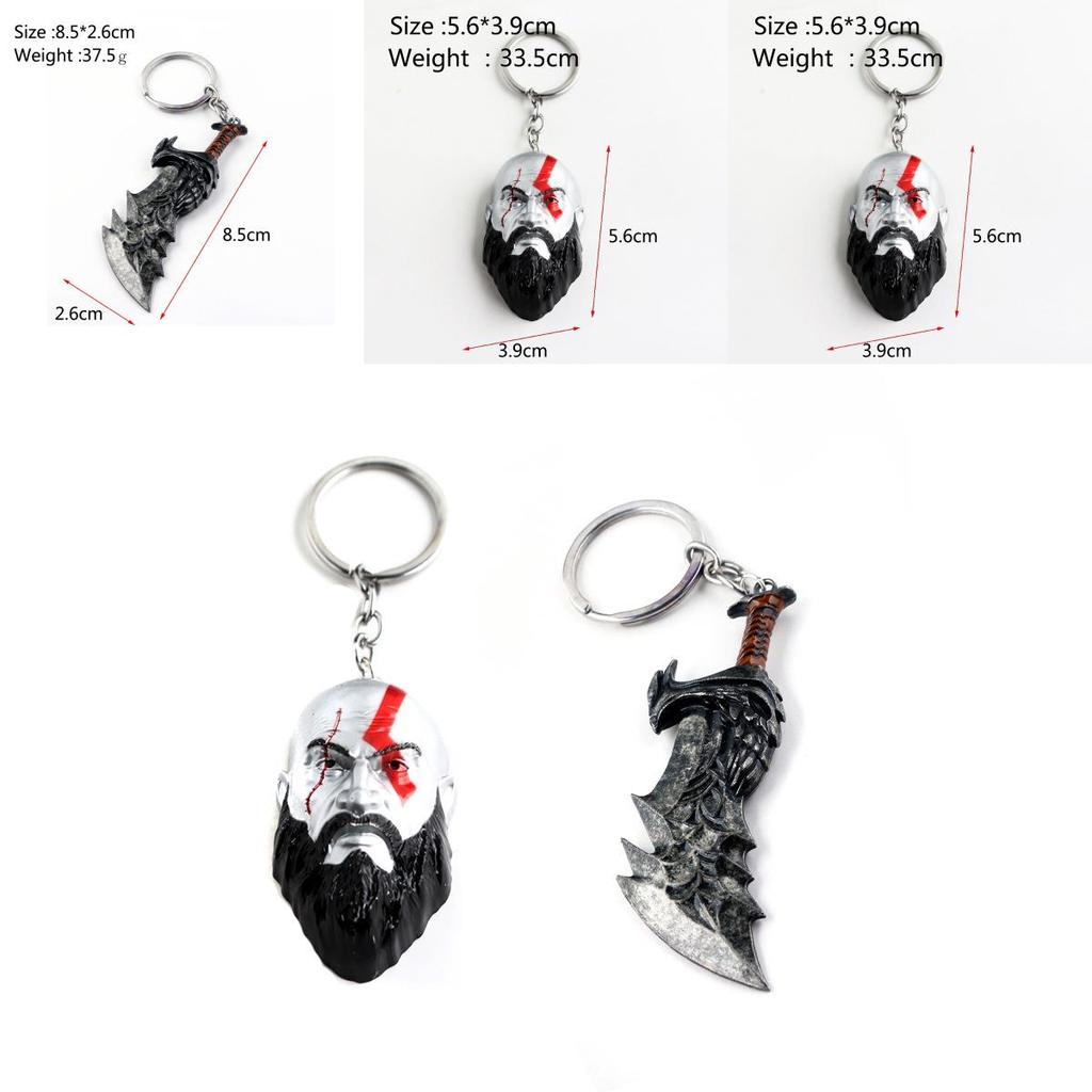 Von Gott Krieg 4 Kratos 3D Kopf Schlüsselanhänger Leviathan Axt Schlüsselanhänger Ring Metall Schmuck