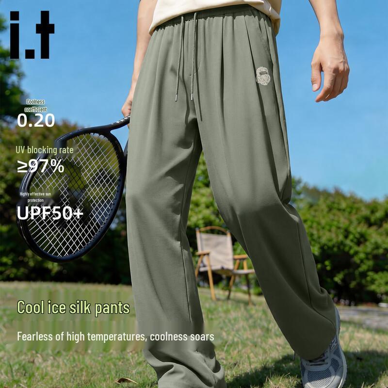 

fingercroxx it Men s Dark Plaid Wide-Leg Ice Silk Casual Pants EU 39