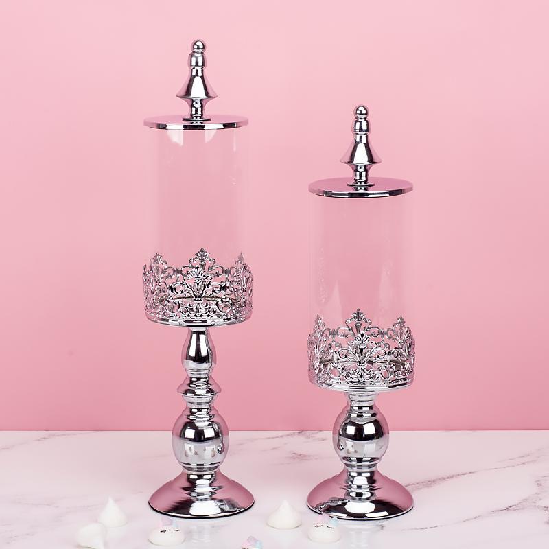 European Style Sugar Bowl Wedding Dessert Table Decoration Arrangement Glass Candy Jar Snack Biscuit Storage Tank Home Storage