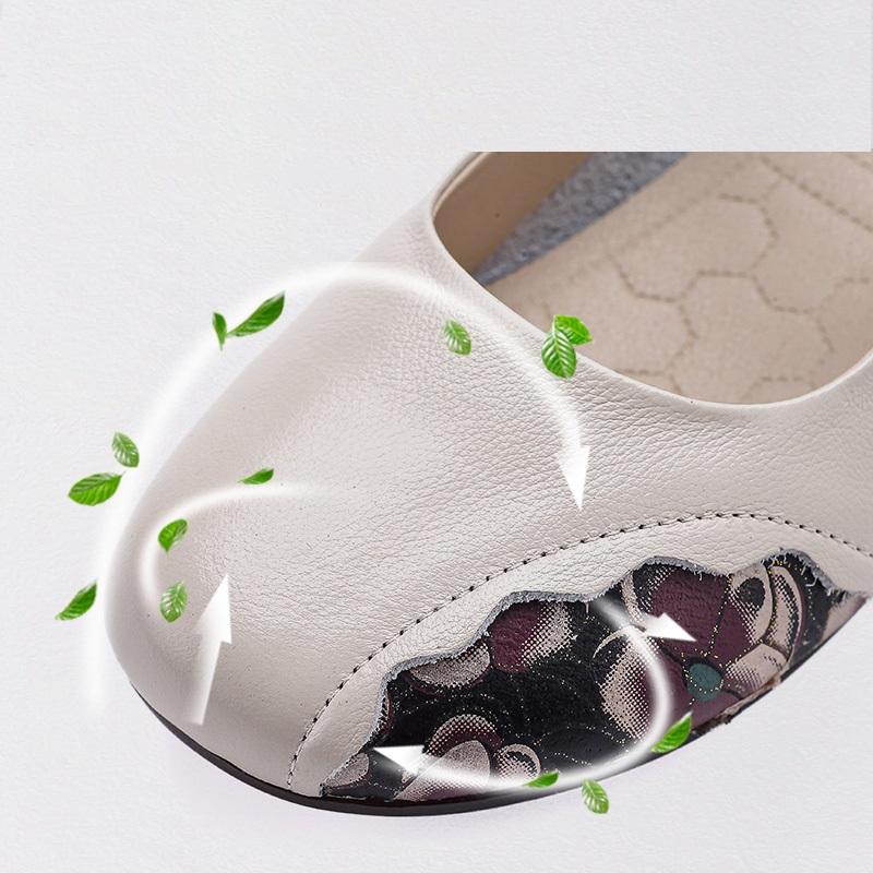 New Arrival Mary Jane Flats for Women Autumn Genuine Leather Shoes Woman Slip On Flats Convertible Printed Loafer Lady Red Flats