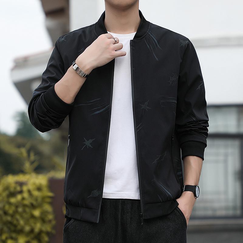 Spring and Autumn Jacket Men's 3D New Casual Solid Color Zipper Jacket Men's