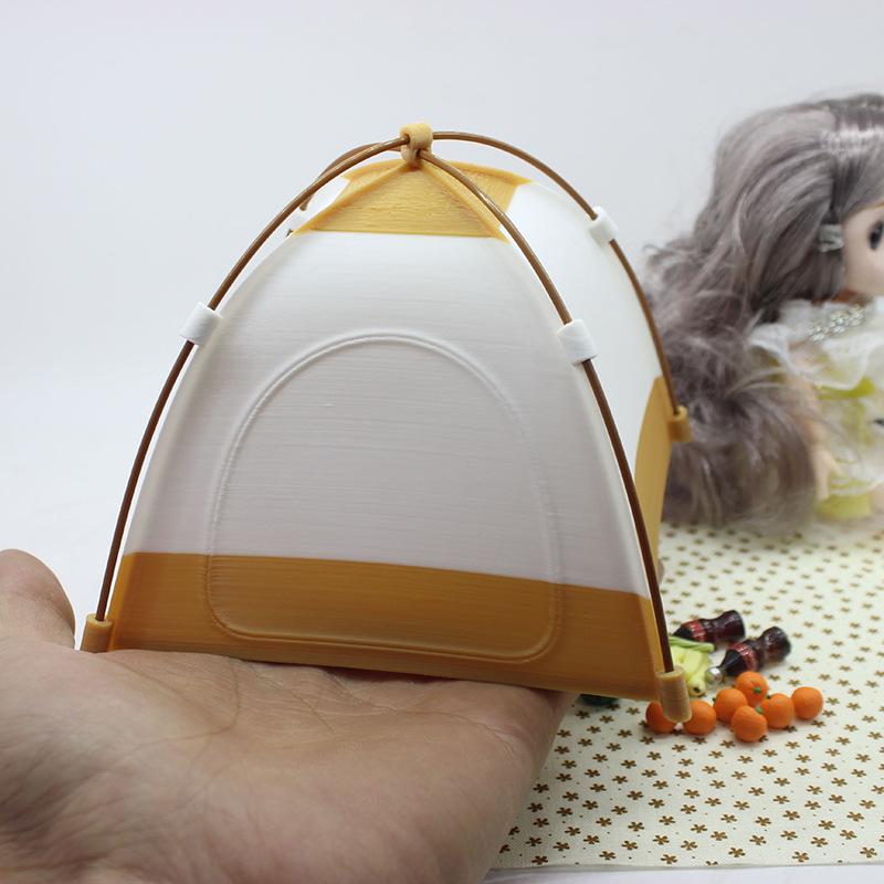 1 Piece Mini Doll Travel Camping Decoration Toys 1:12 Dollhouse Simulation Tent Model Micro Scene Construction Photo Props