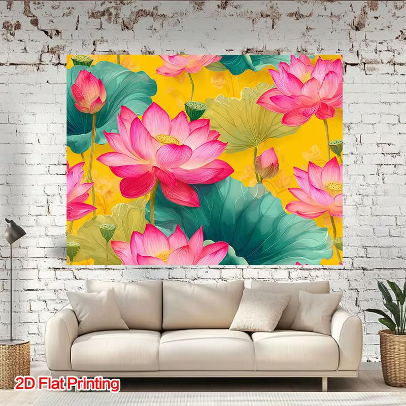 2D Pink Lotus Backdrop Yellow Background Floral Photography Background