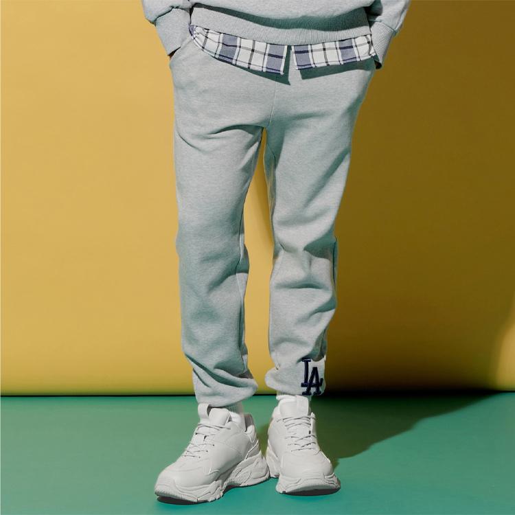 MLB Los Angeles Dodgers Retro Color Block Knitted Sports Pants With Small Embroidery Unisex bottoms Gray 3ATPB0121-07MGS