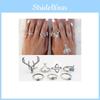 Stylish Gypsy Bohemian Elk Head Triangle Turquoise Arrowhead Alloy Ring Set For Women And Men