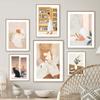 Girl Book Cat Leaf Illustration Wall Art Canvas Painting Abstract Posters & Prints Hotel Bar Wall Pictures For Living Room Decor