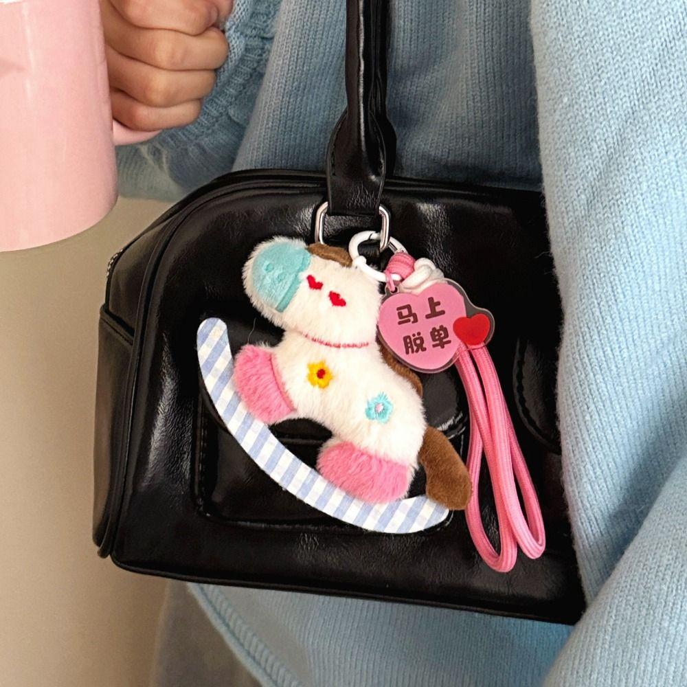 Funny Horse Year Pendant Good Luck Plush Horse Keychain Portable Bag Charm New Year Gift