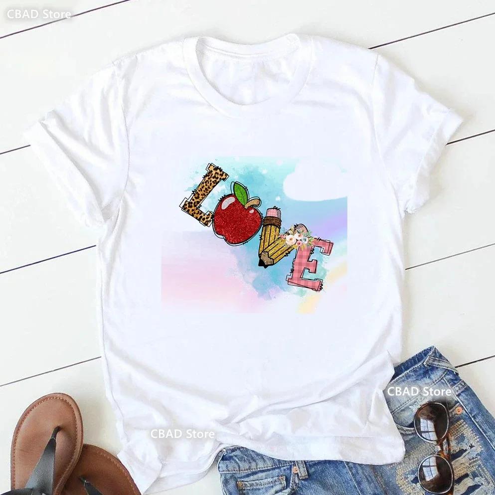 Hot Selling Women's Top Hot Selling Love Personality Pattern Printed Short-sleeved T-shirt Women Summer polyester fabric
