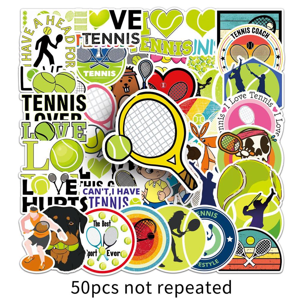 50 Waterproof Tennis Stickers: Sports Balls for Notebooks, Planners, and Luggage