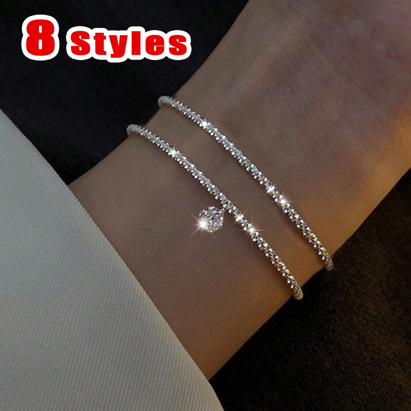 

8 стилей, модные серебряные блестящие регулируемые браслеты для женщин, элегантный тонкий браслет из гипсофилы, новые ювелирные изделия для свадебной вечеринки, подарки