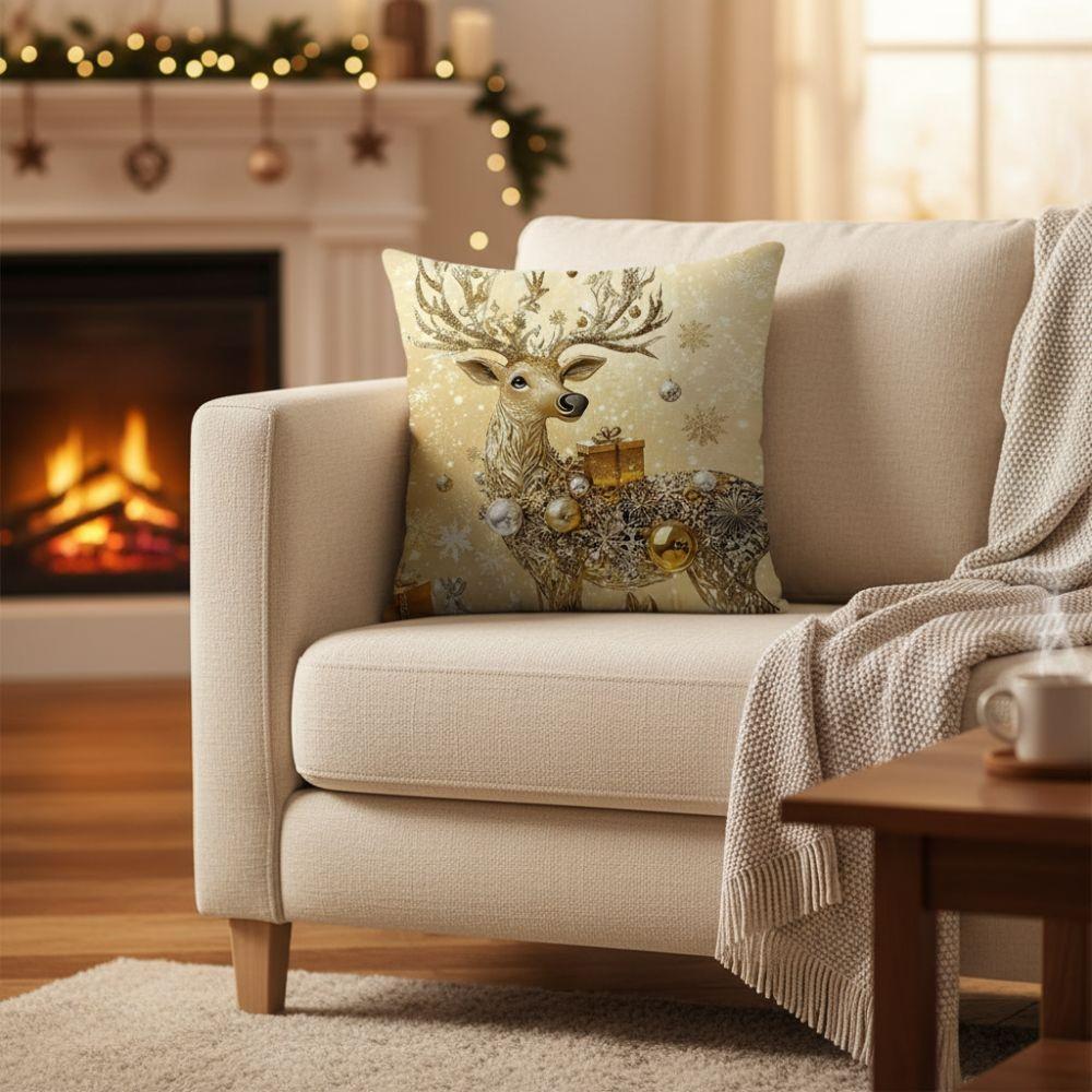1PC Santa Claus Elk Christmas Pillow Cover Flax Xmas Tree Pillowcase Cushion Slipcover  Sofa Decor