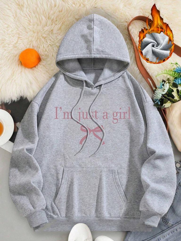 I'M Just A Girl Simple Printing Women Hoody Harajuku Loose Clothes Warm Comfortable Hoodie Vintage Autumn Crewneck Top