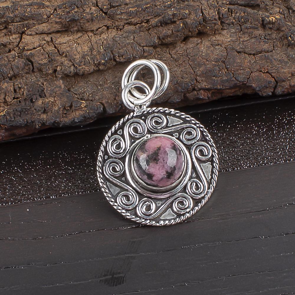 Black Rhodonite Gemstone Jewelry, 925 Solid Sterling Silver Pendant, Handmade Gorgeous Silver Boho Pendant For Wedding Gift