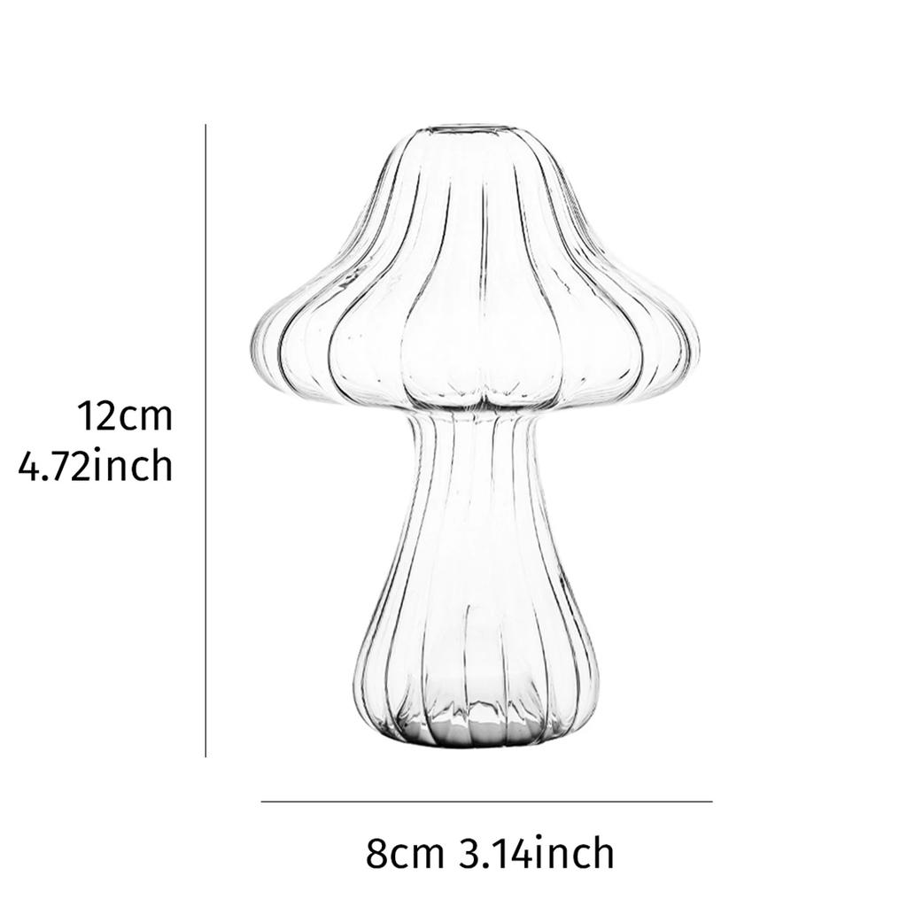 1pc Glass Flower Vase, Cute Clear Mushroom Design Vase For Home Decor
