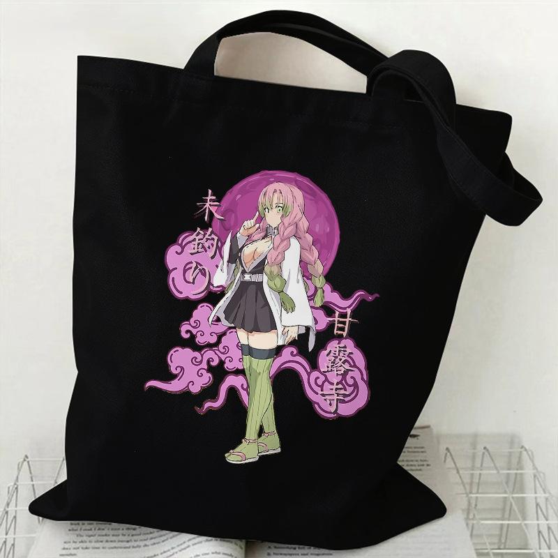 Japan Kanroji Mitsuri Demon Slayer Cartoon Printed Canvas Bag, Student Shoulder Bag/tote Bag for Class 7548