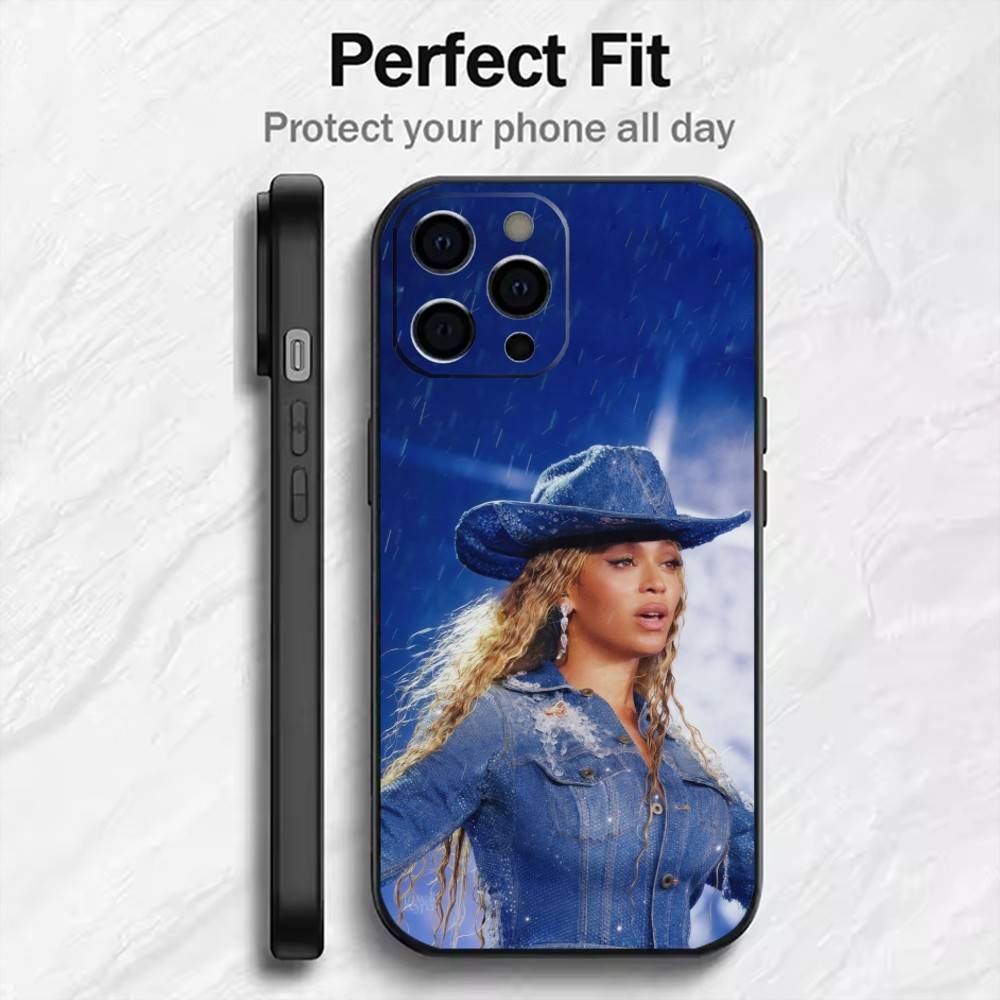 Cowboy Carter B-BeyonceS Phone Case For iPhone17,16,15,14,13,12 Plus,Max Soft Silicone Black Cover