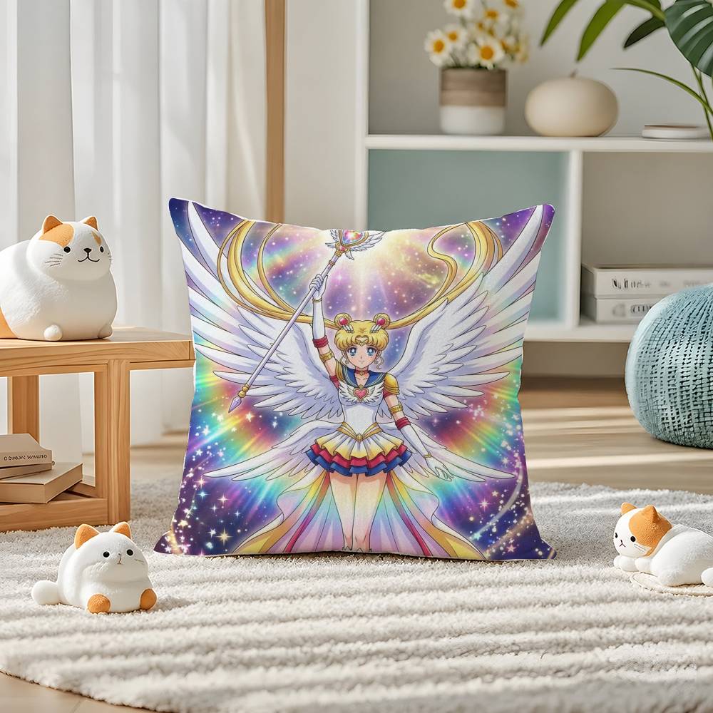 Sailor Moon Sailor Neptune Anime Plush Pillow Cover Soft Short Plush Cushion Cover For Sofa Bedroom Home Decor Gift Decoration