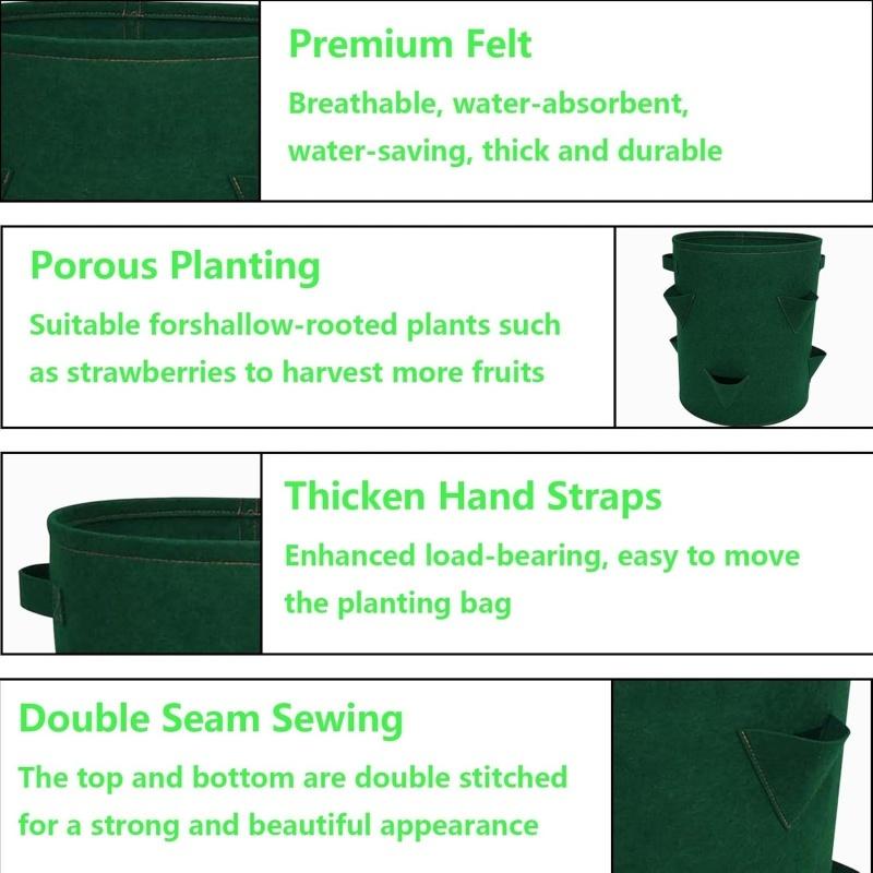 Premium Felt Strawberry Planter Grow Bag Fruit Vegetable Growing Bags 6 Holes