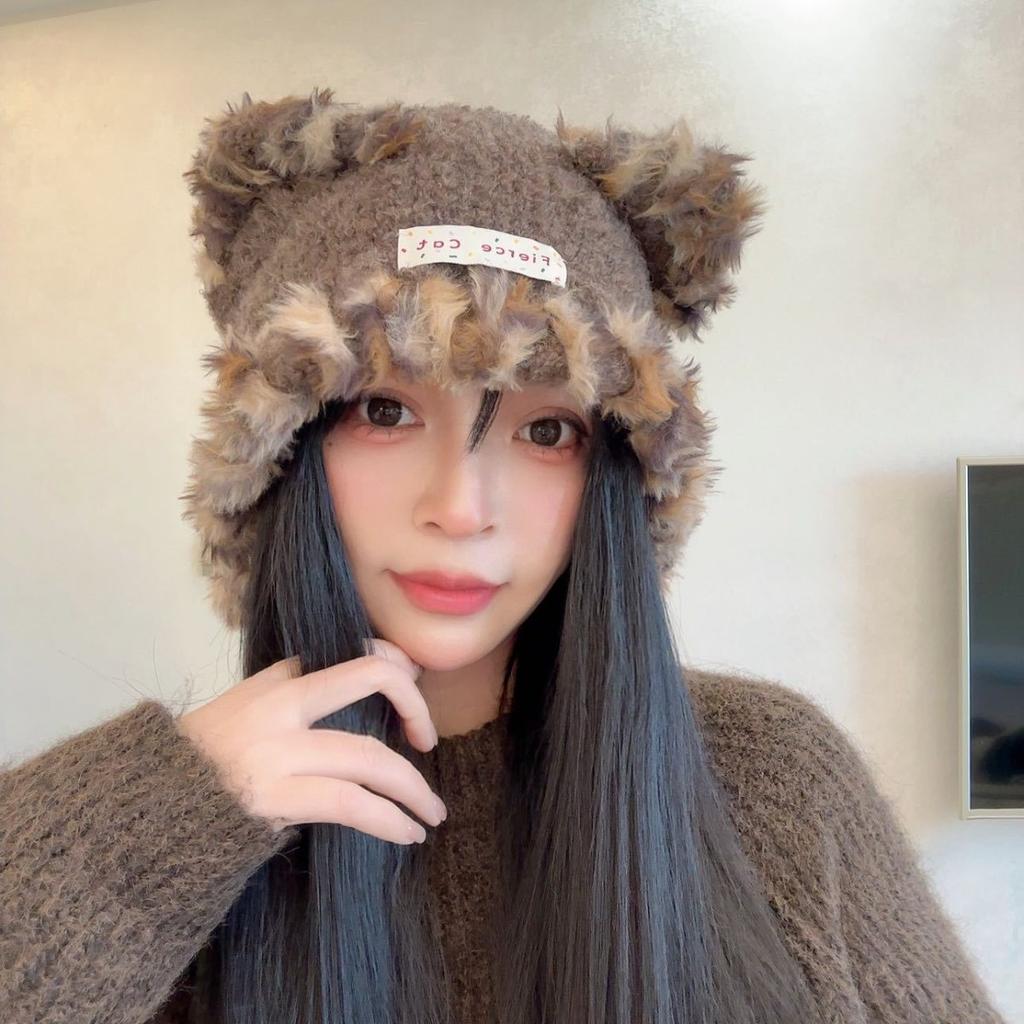 Autumn and Winter Plush Bucket Hat Shows Small Face Versatile Basin Hat Keeps Warm Foreign Style Reduces Age Cute Temperament Knitted Hat