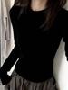 Women's Slim Fit Long Sleeve Plain Cotton T-Shirt - Round Neck, Versatile, Ideal for Spring and Autumn